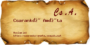 Csarankó Amáta névjegykártya